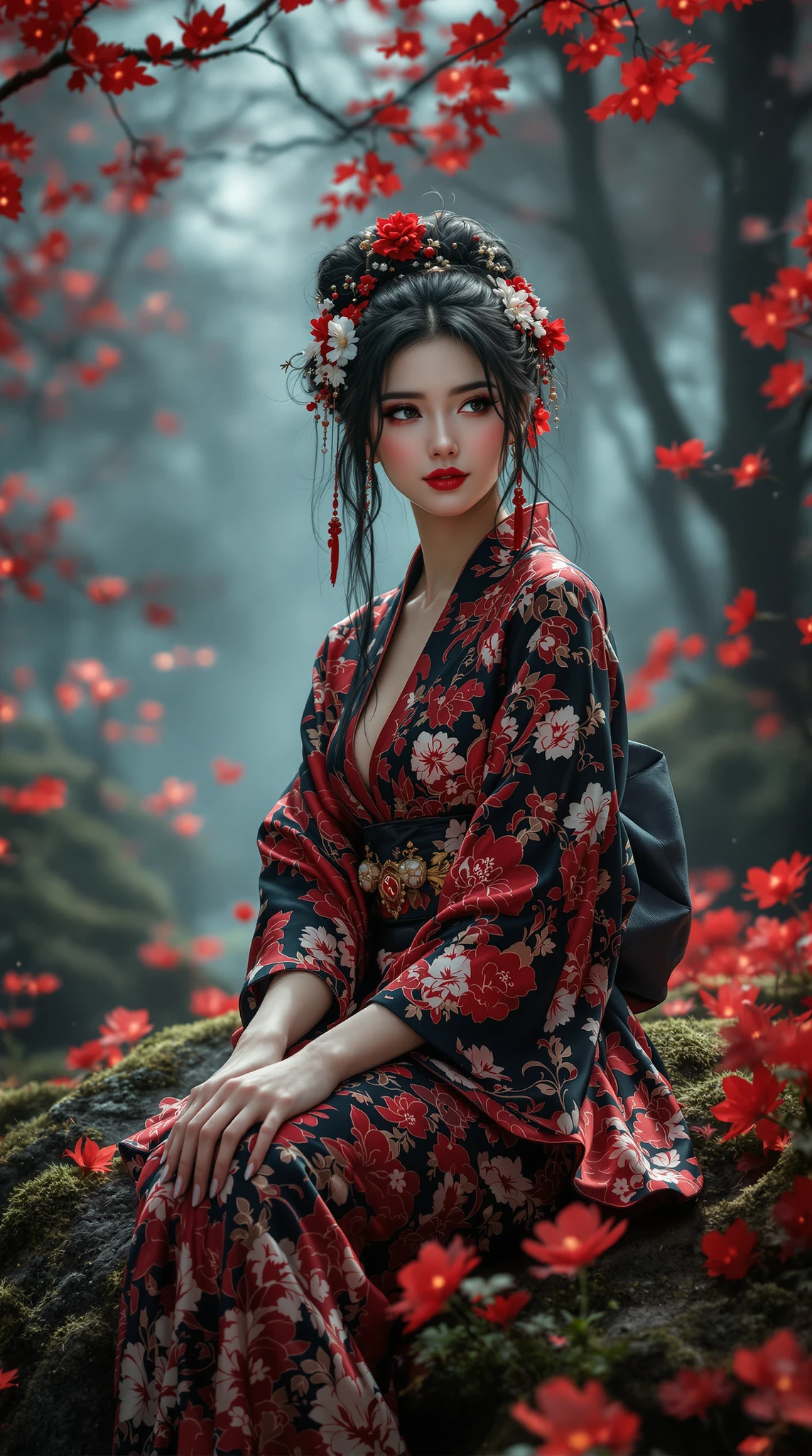 Forest Woman Kimono Moss