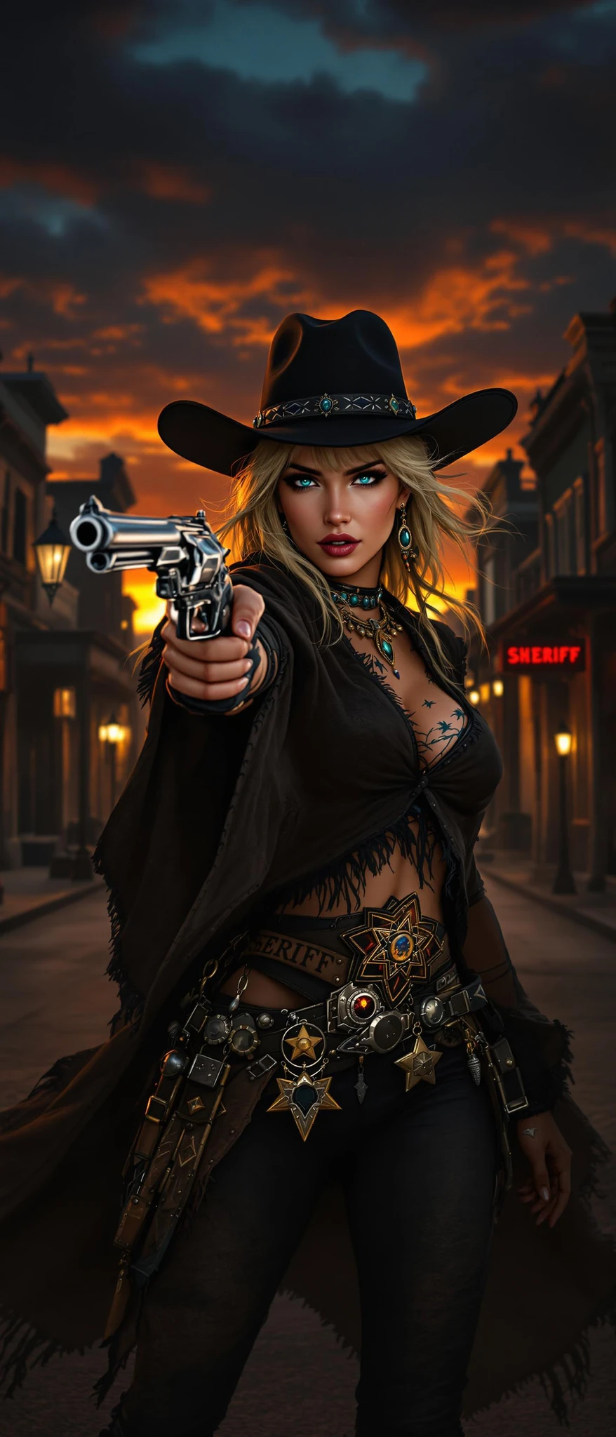 Female Sheriff Western Gunfight