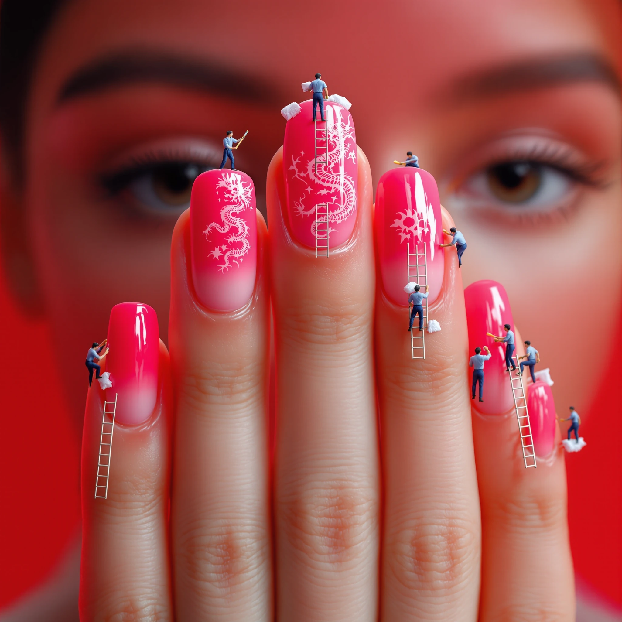 Fingernail Ombre Dragon Paint