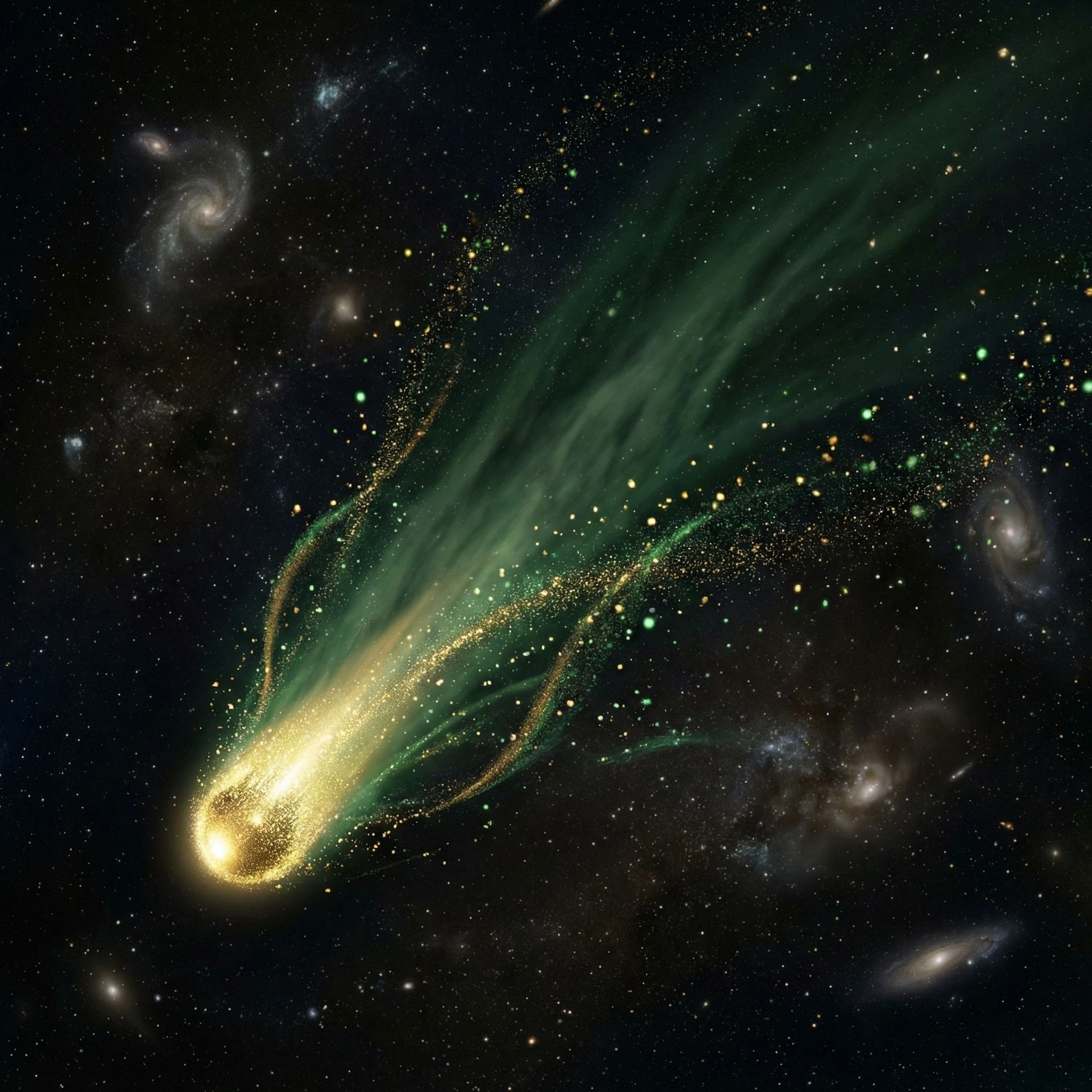 Gold Comet Green Tail
