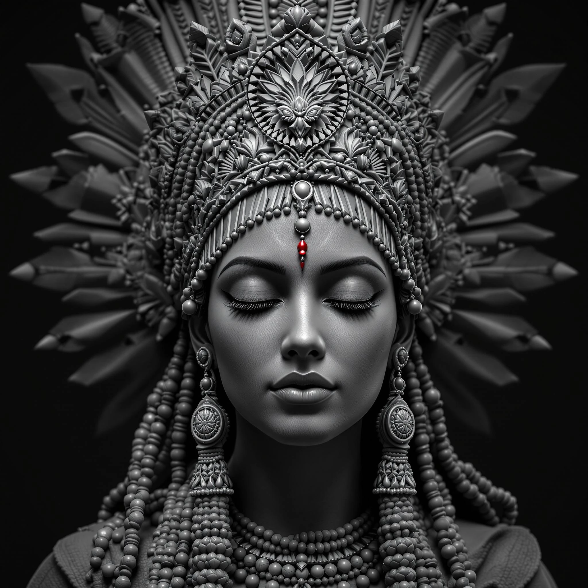 Indian Woman Crown Sculpture