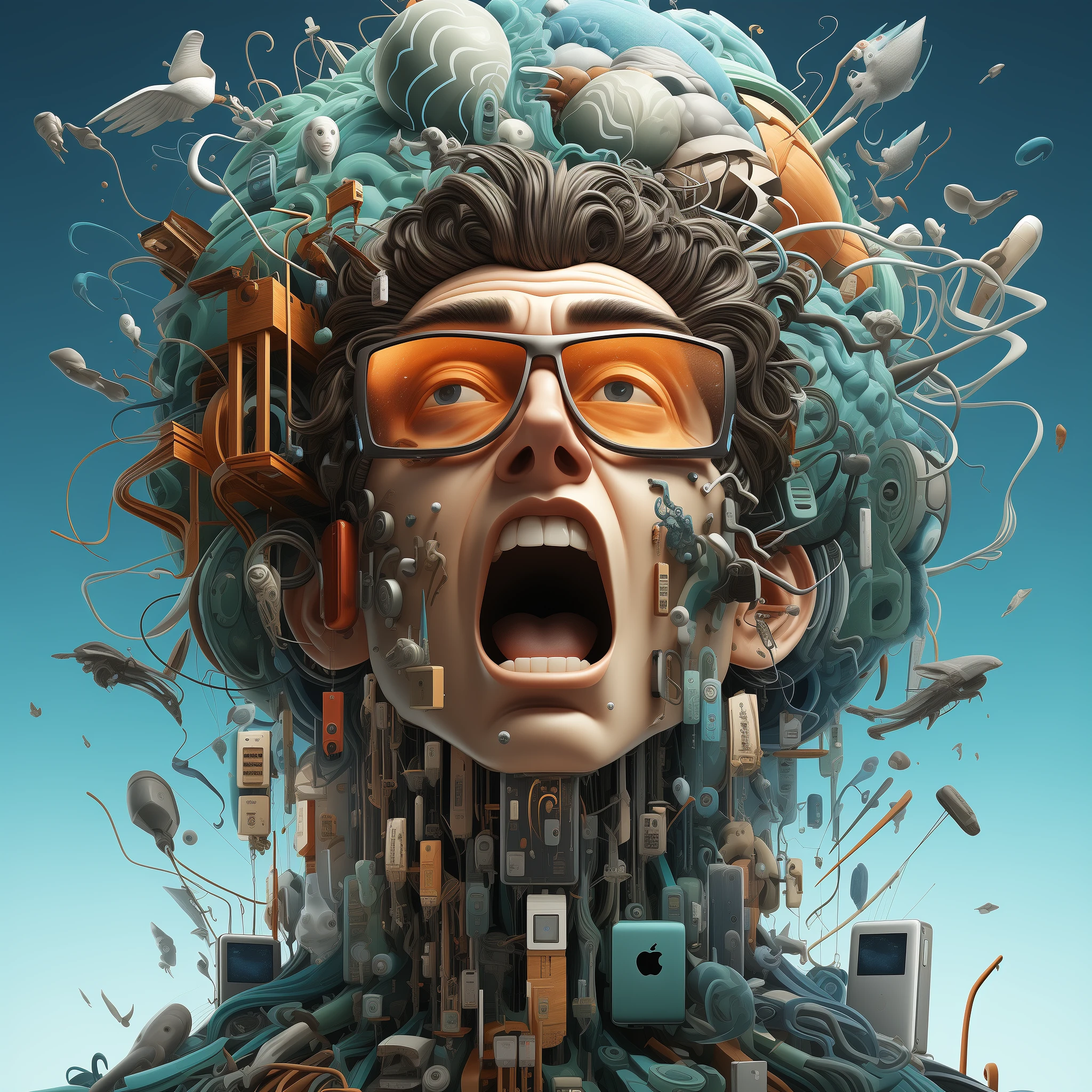 Man Brain Technology Fusion