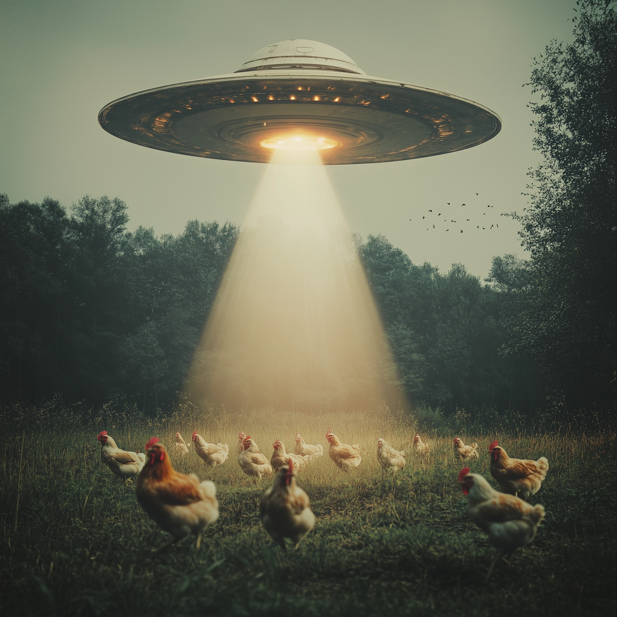 Flying Saucer Chickens Scene