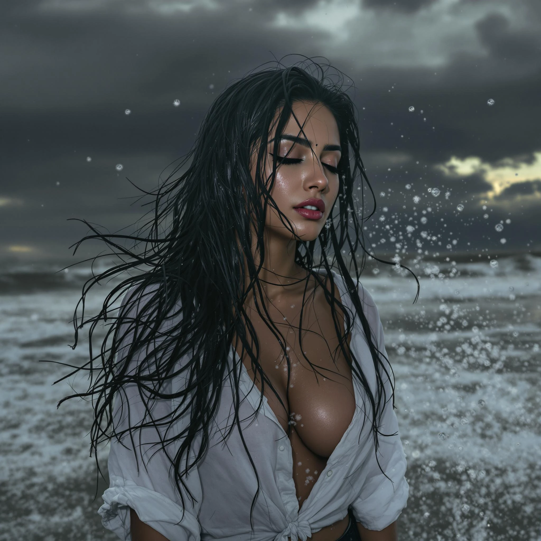 Indian Woman Ocean Portrait