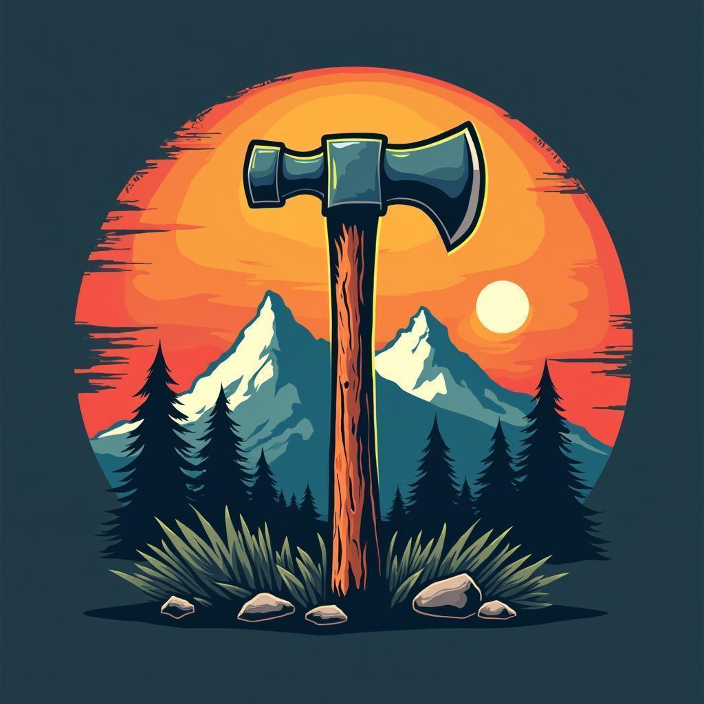 Pop Art Logo for Hammer and Axe