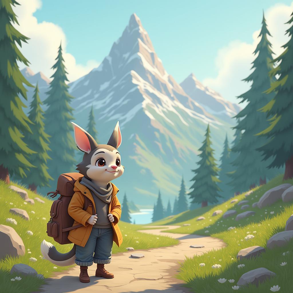 Cute Traveler on a Mountain Gateway Path