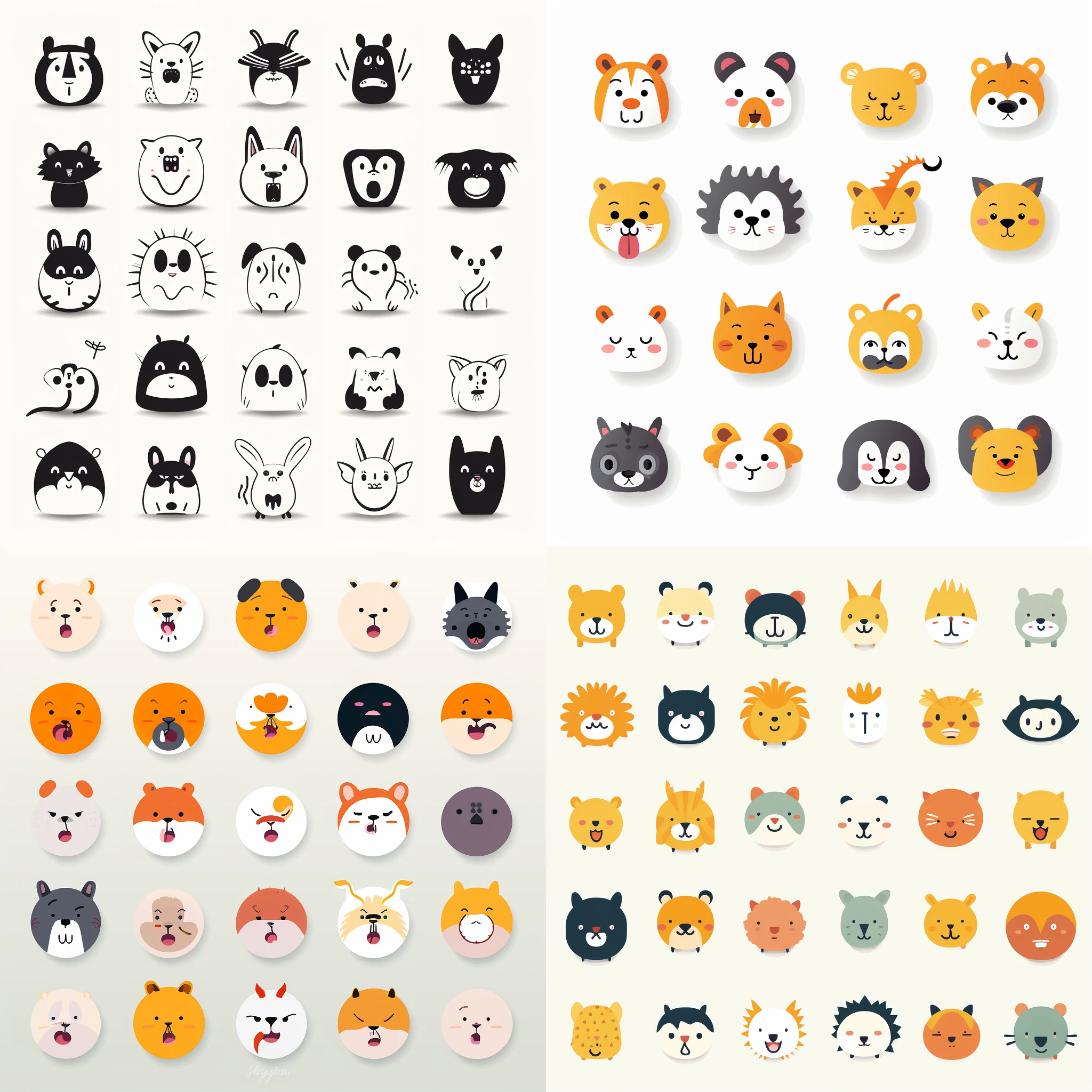 Animal Emotion Icons Set