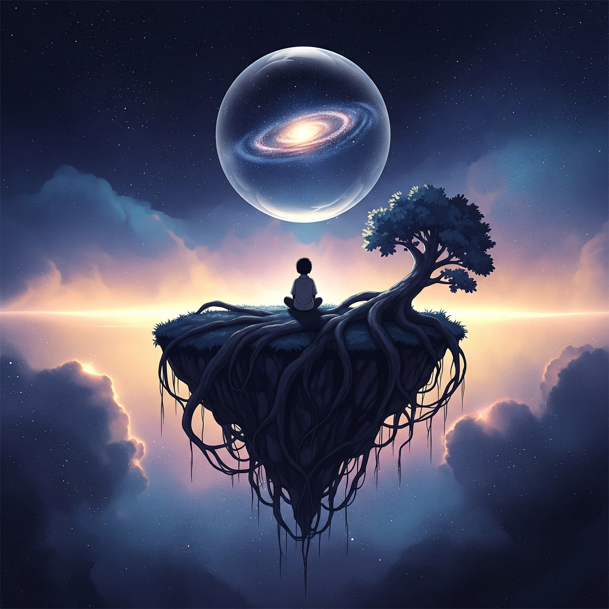 Lone Figure Floating Island