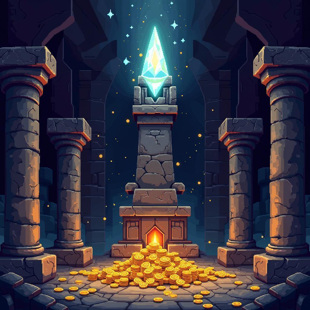 Stone Sentinel Guarding Pixel Gold Vaults