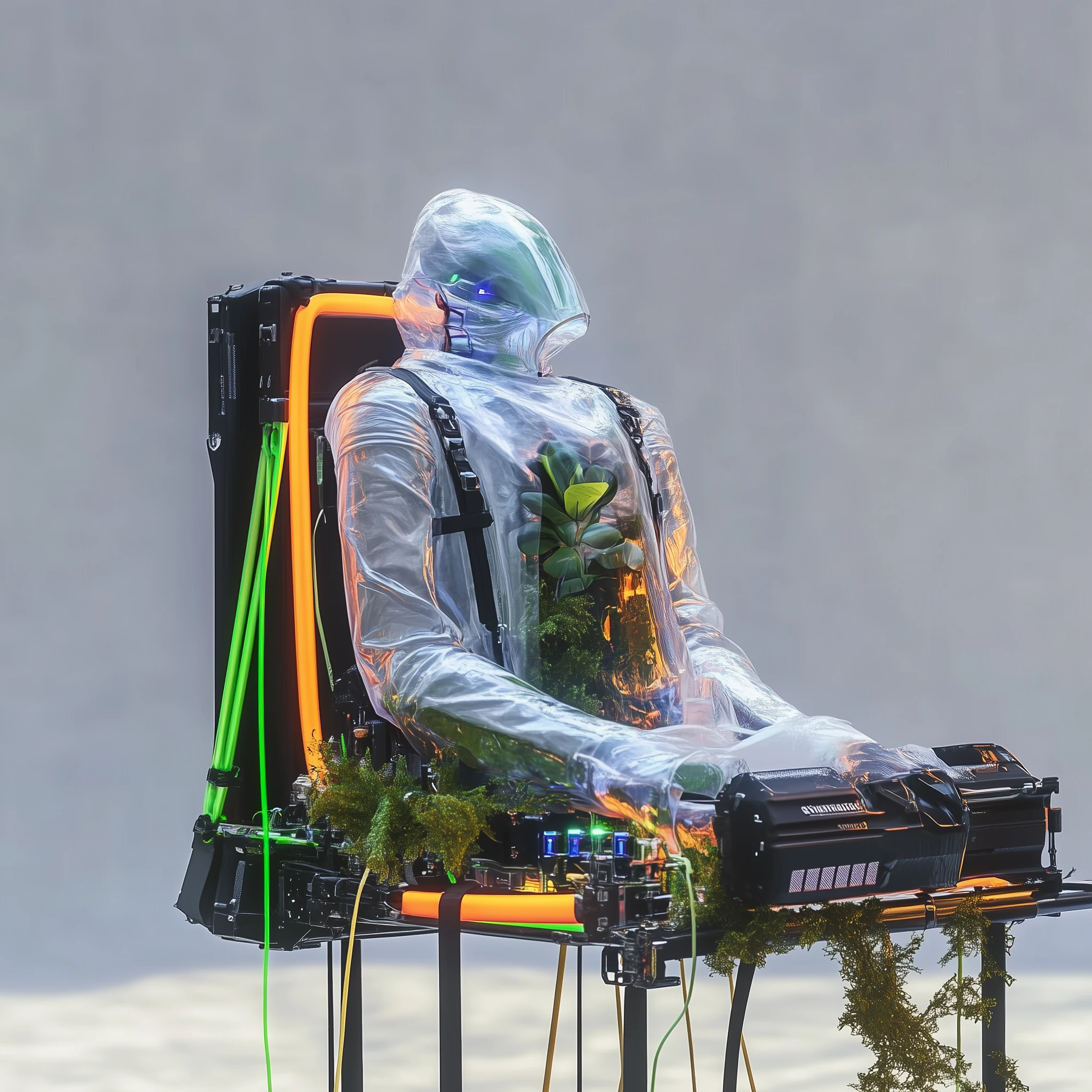 Suspended Futuristic Alien Armor Display