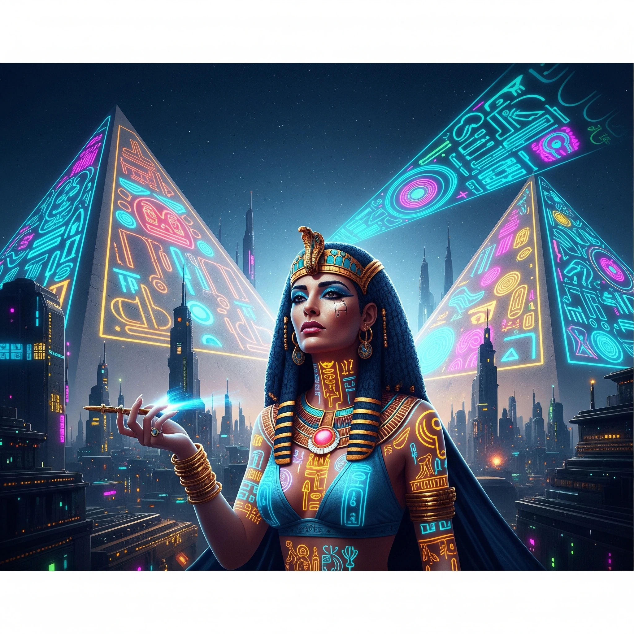 Cleopatra Cyberpunk Neon Fusion