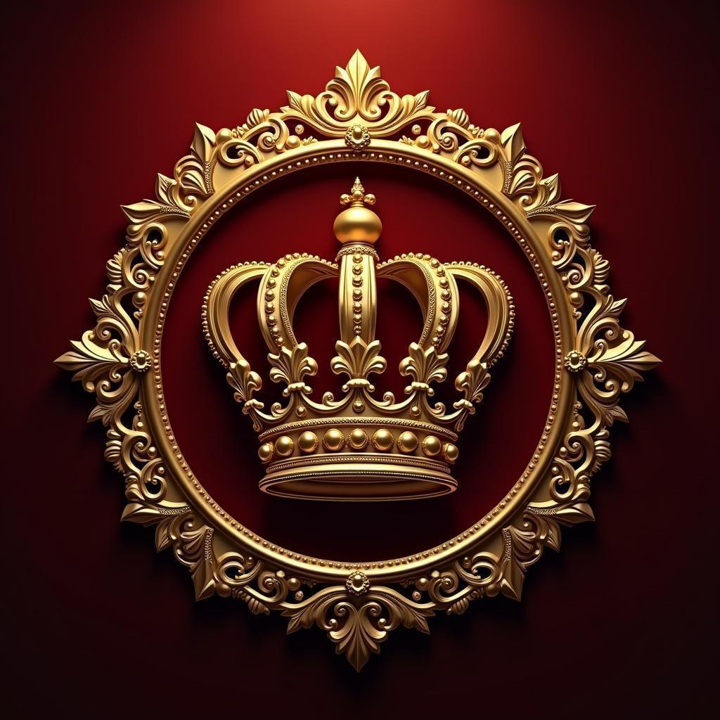 Baroque Crown Emblem in Gold Filigree