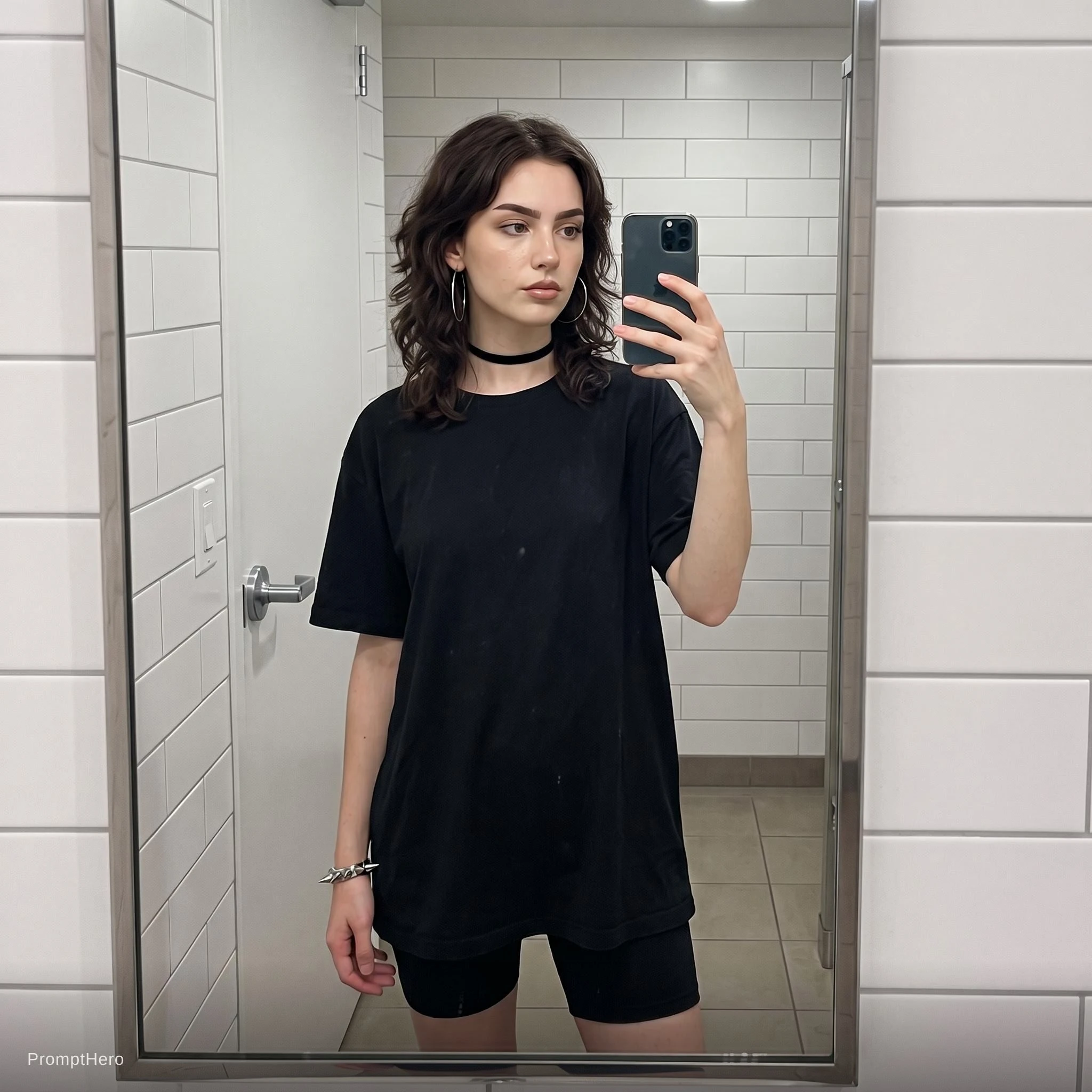 Grunge Mirror Selfie In Bathroom