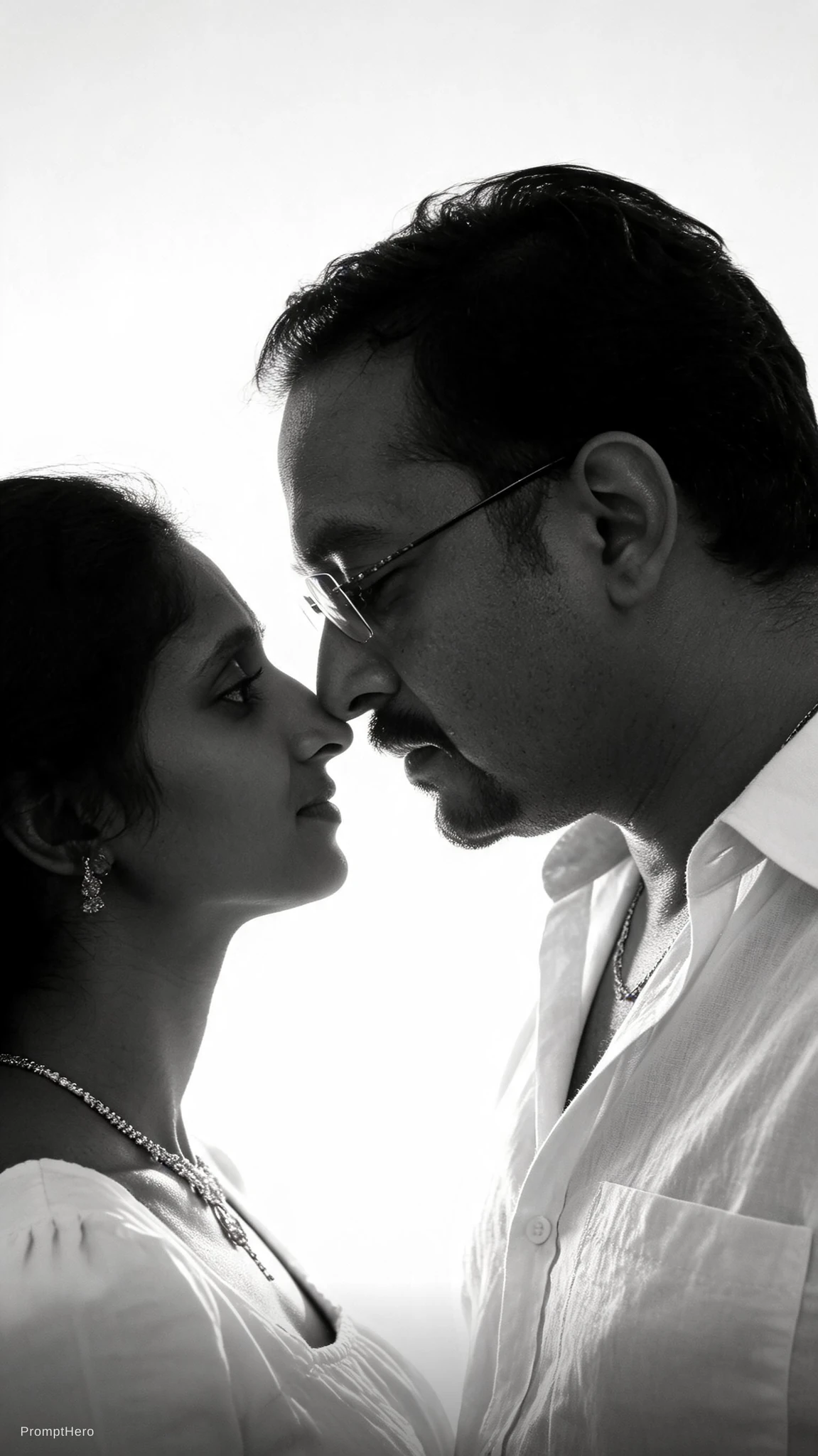 Couple Black White Portrait