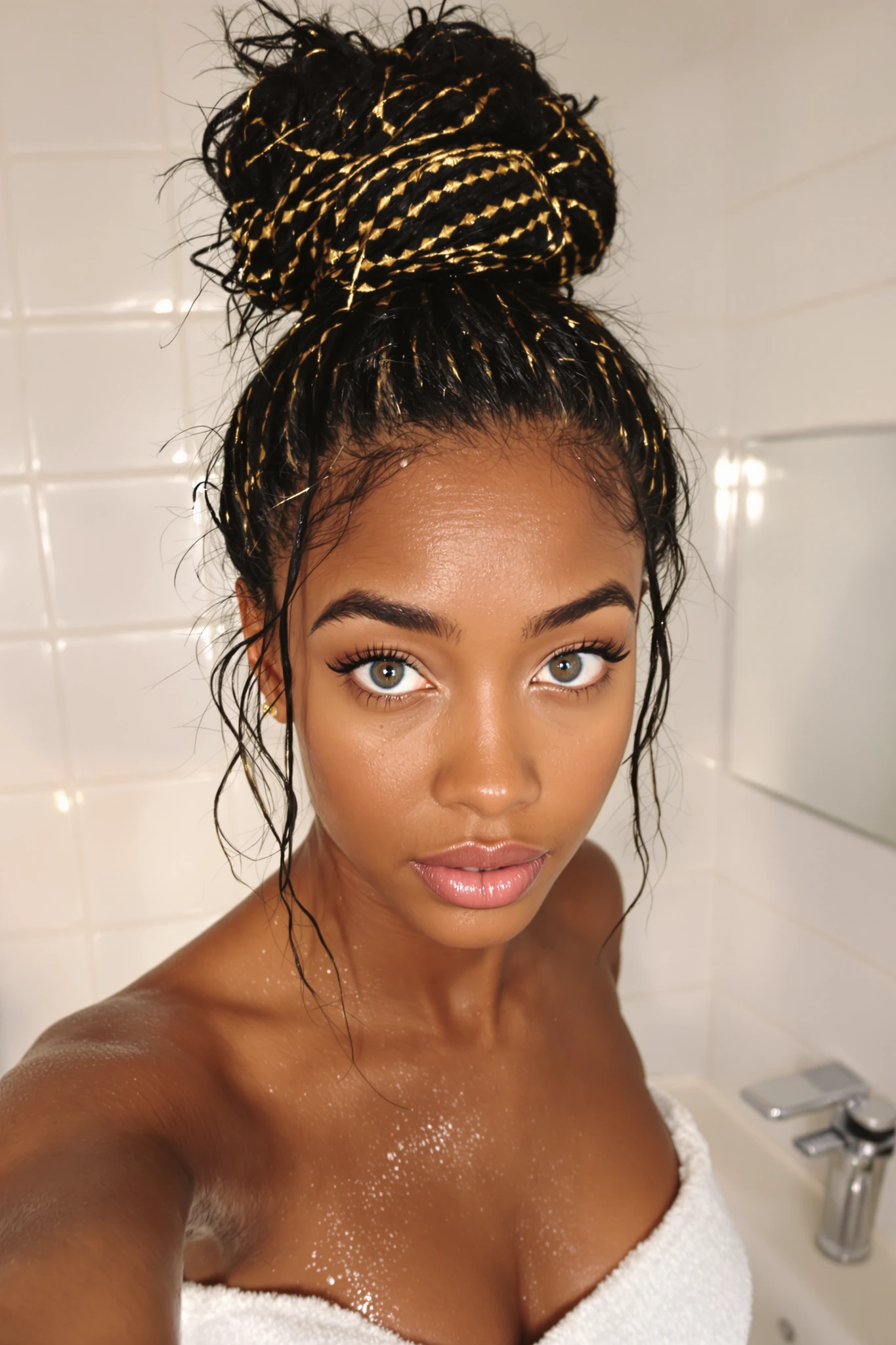 Woman Bathroom Shower Selfie