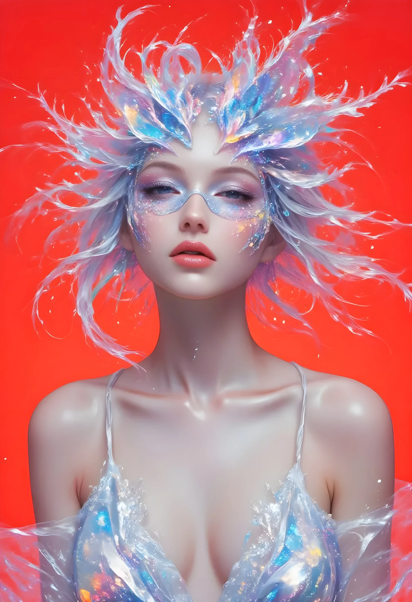 Frost Mask Woman Orange Background