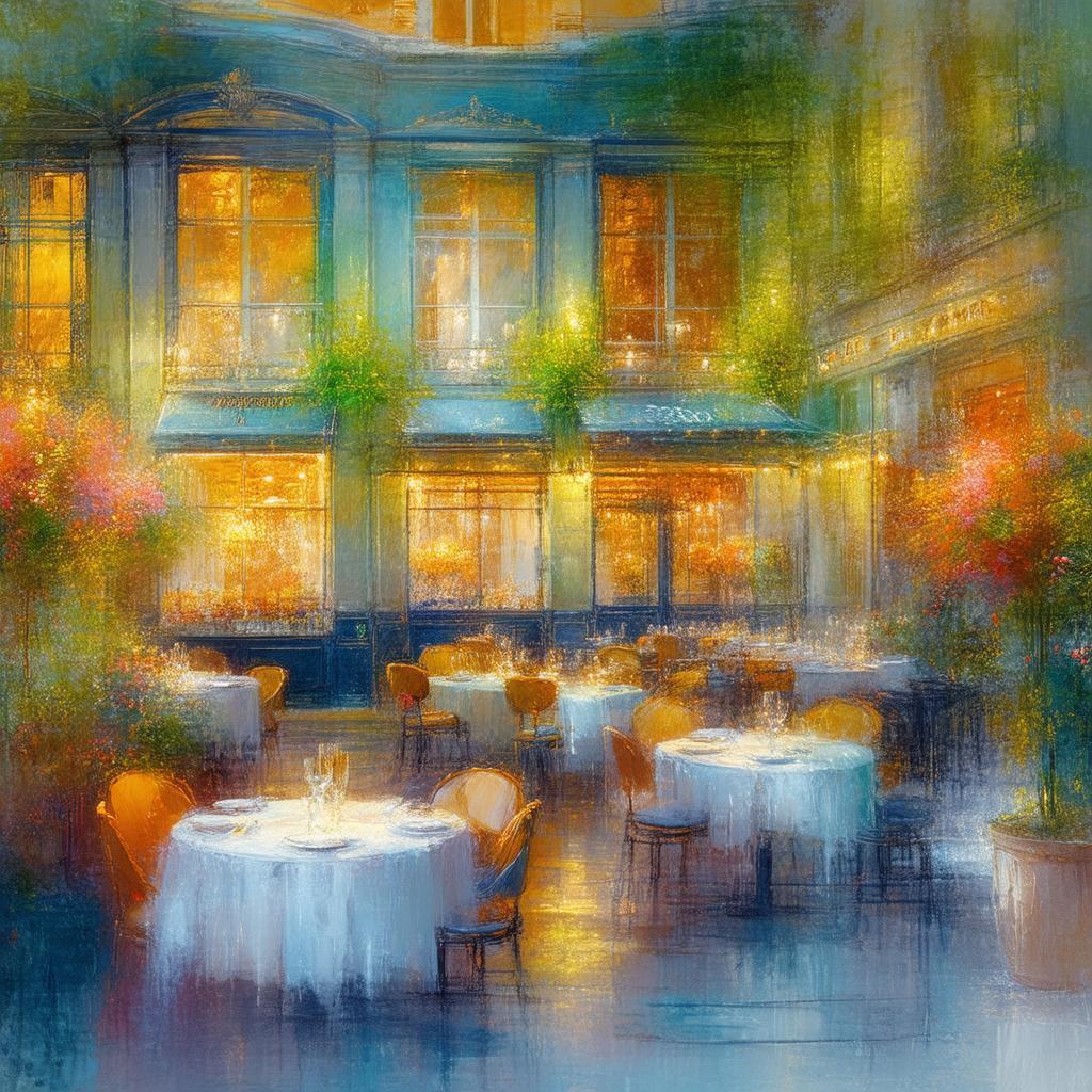 Fancy French Restaurant in Translucent Gouache