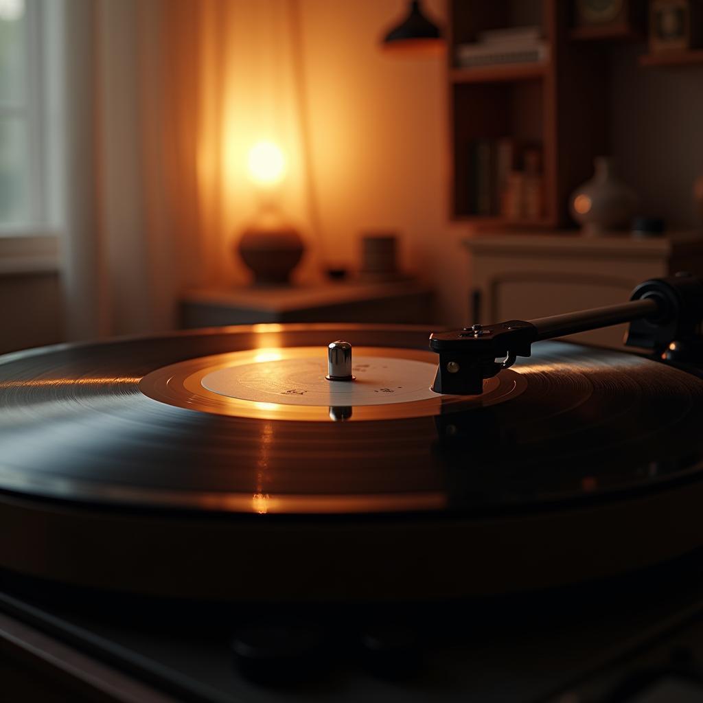 Vinyl Record Player in Warm Cinematic Light