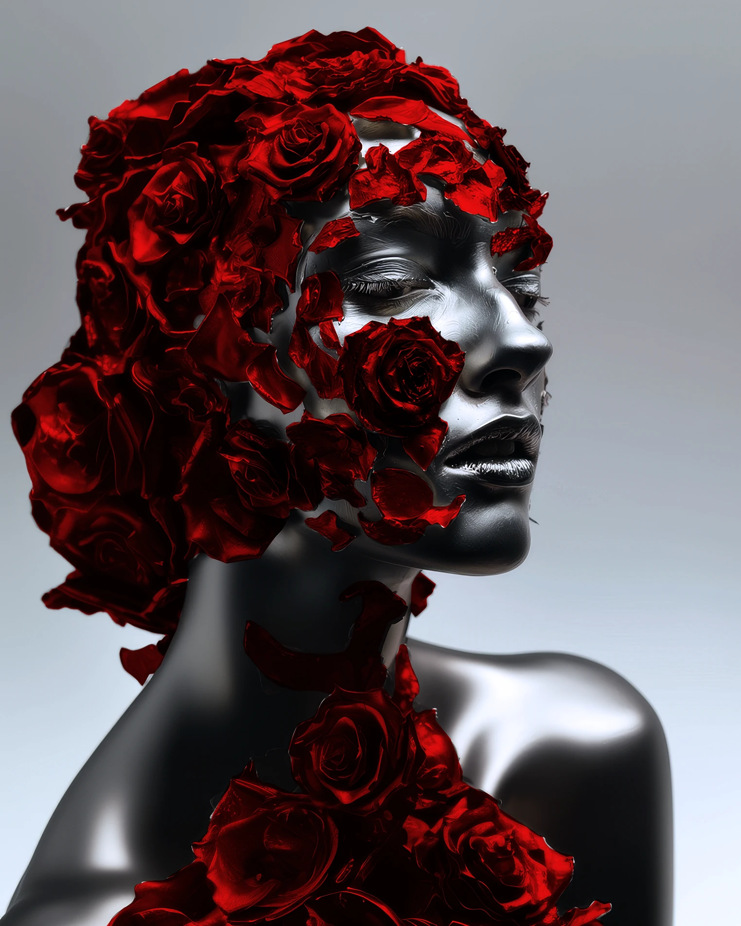 Woman Roses Liquid Metal