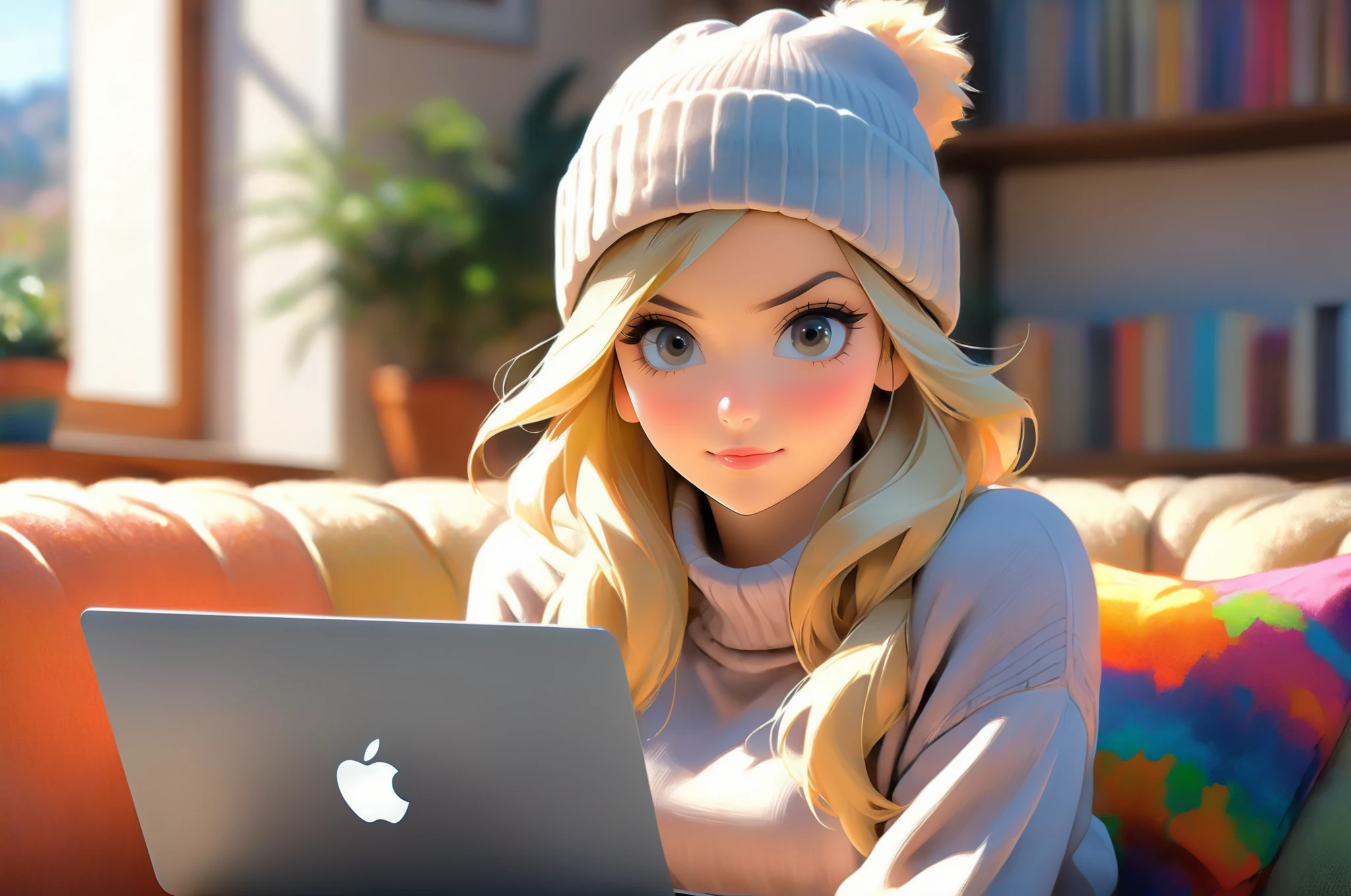 Blonde Anime Girl Couch