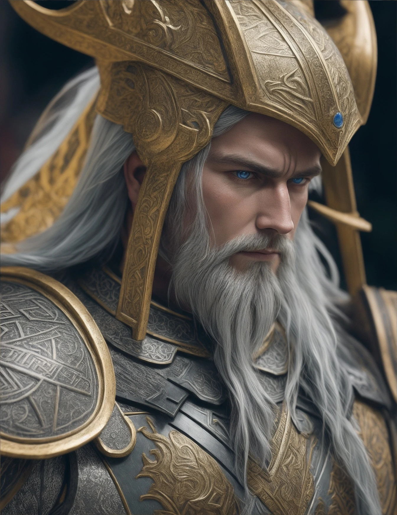 Norse God Ornate Armor Portrait