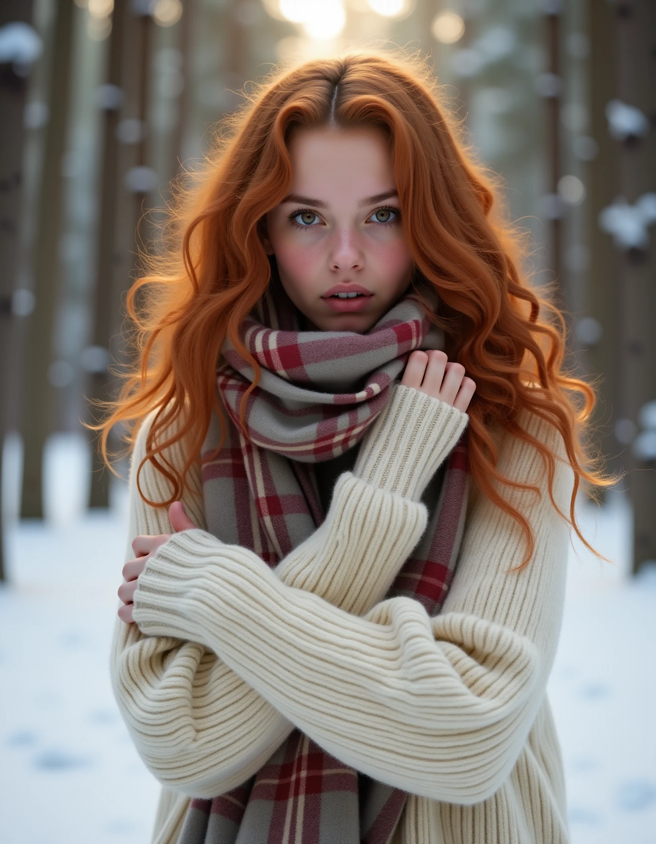 Woman Winter Forest Sweater