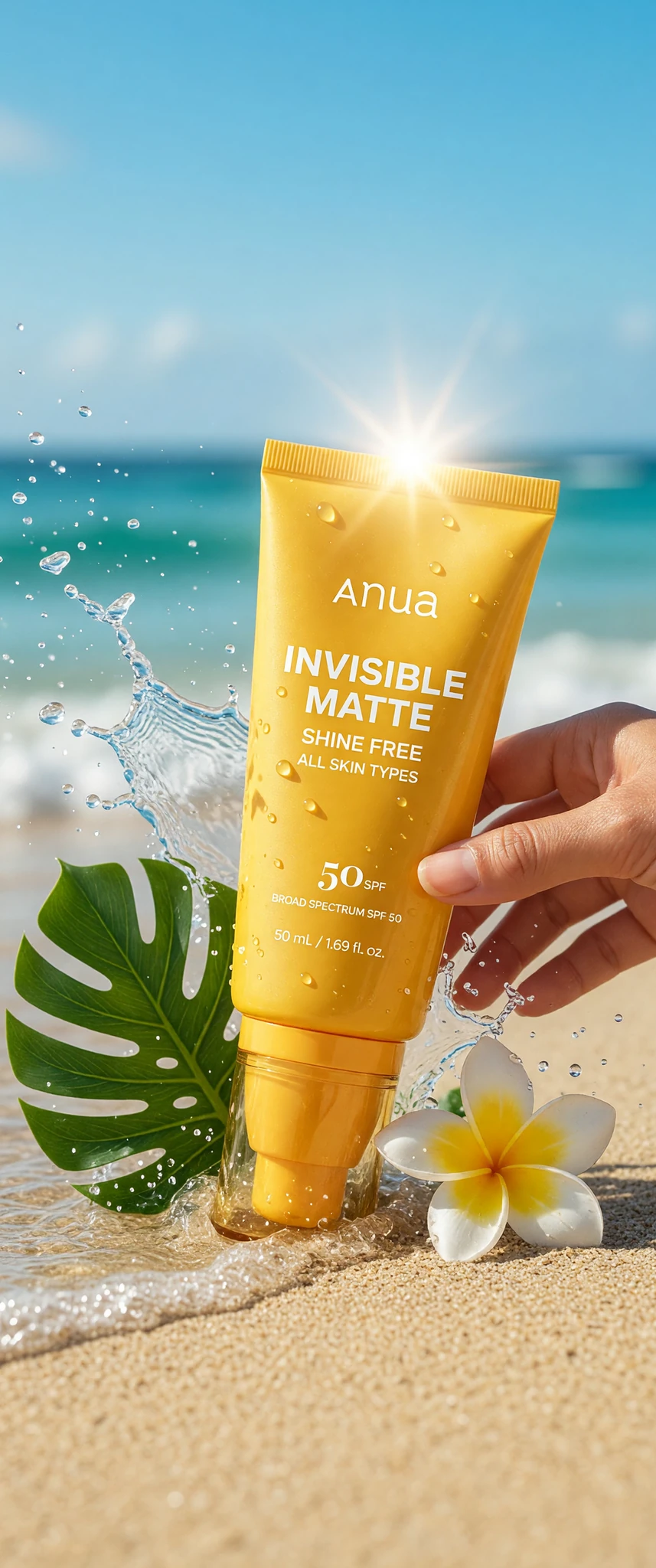 Yellow Sunscreen Beach Tropical Scene
