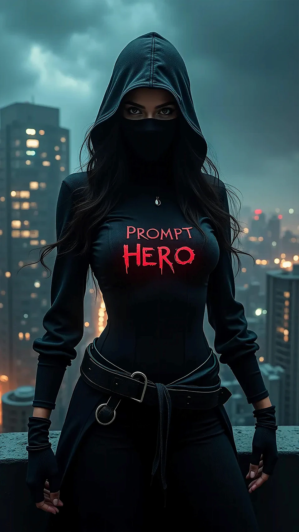 Ninja Woman Dystopian Rooftop
