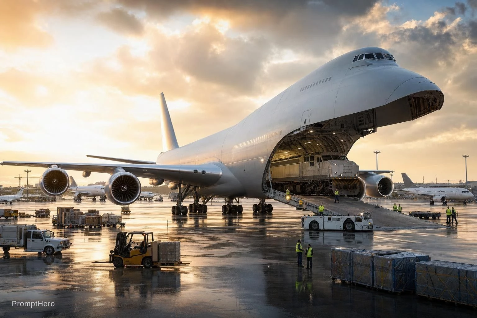 Atlas Ultra Cargo Plane Loading Locomotive