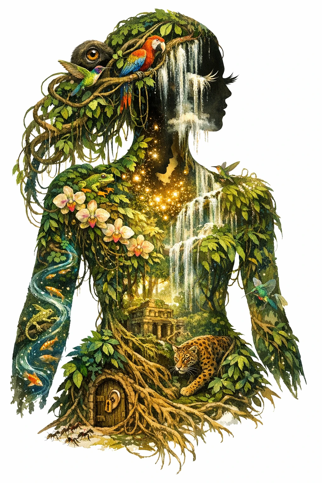 Woman Jungle Ecosystem Silhouette