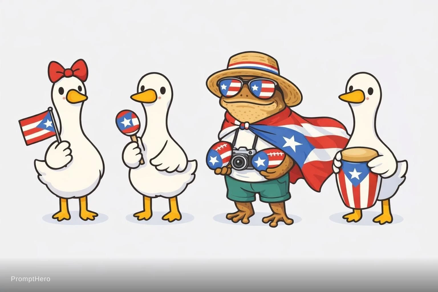 Puerto Rico Geese Frog Cartoon