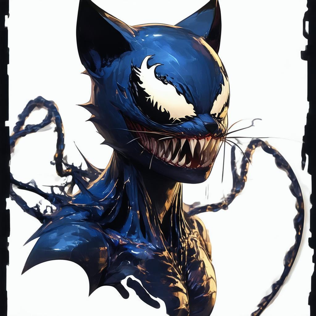 Cat Venom Hybrid in Cartoon 3D Style