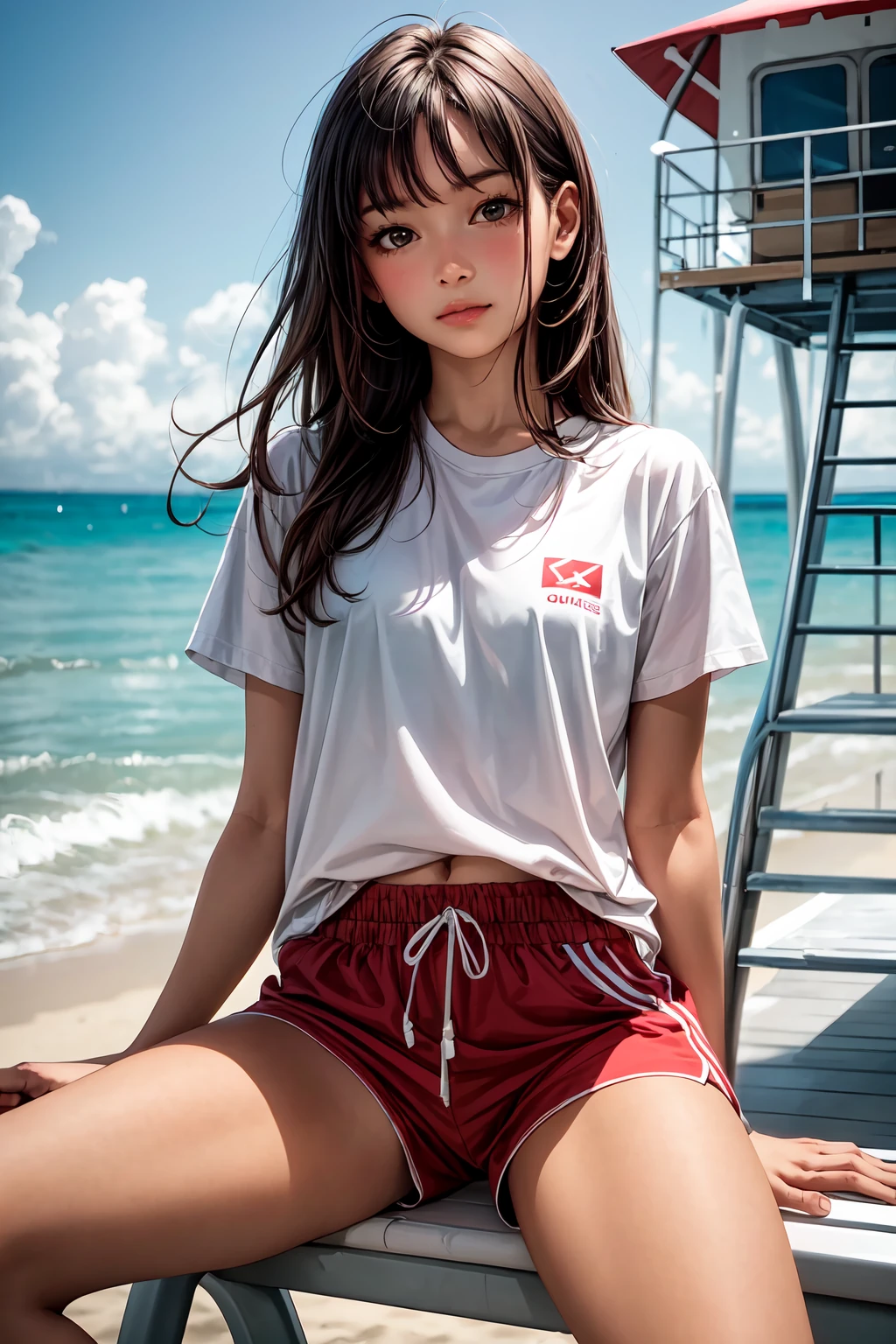 Girl Lifeguard Tower Sun