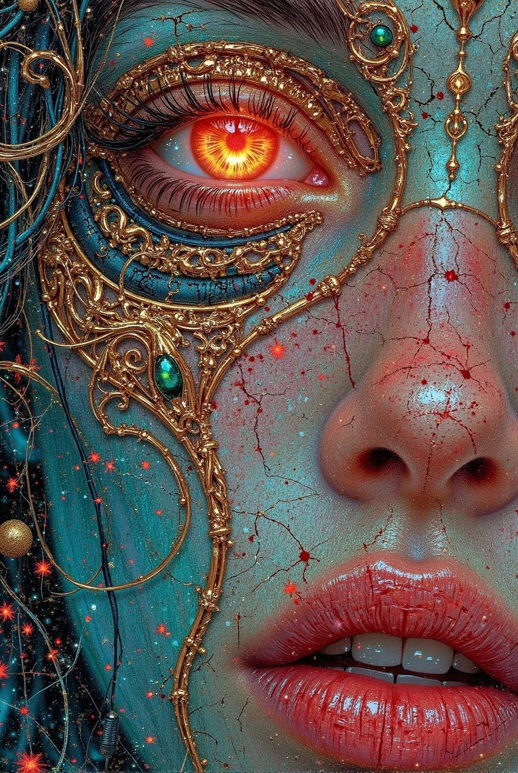 Neon Medieval Robotic Character Portrait