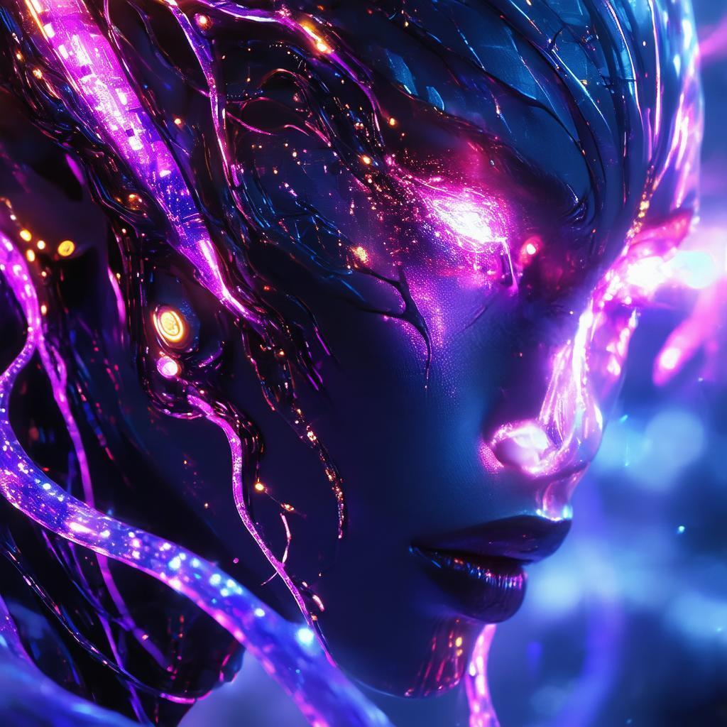 Eldritch God With Glowing Cyber Tendrils