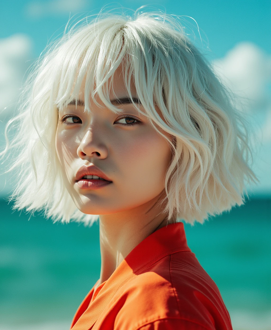 White Hair Girl Comic Art Portrait