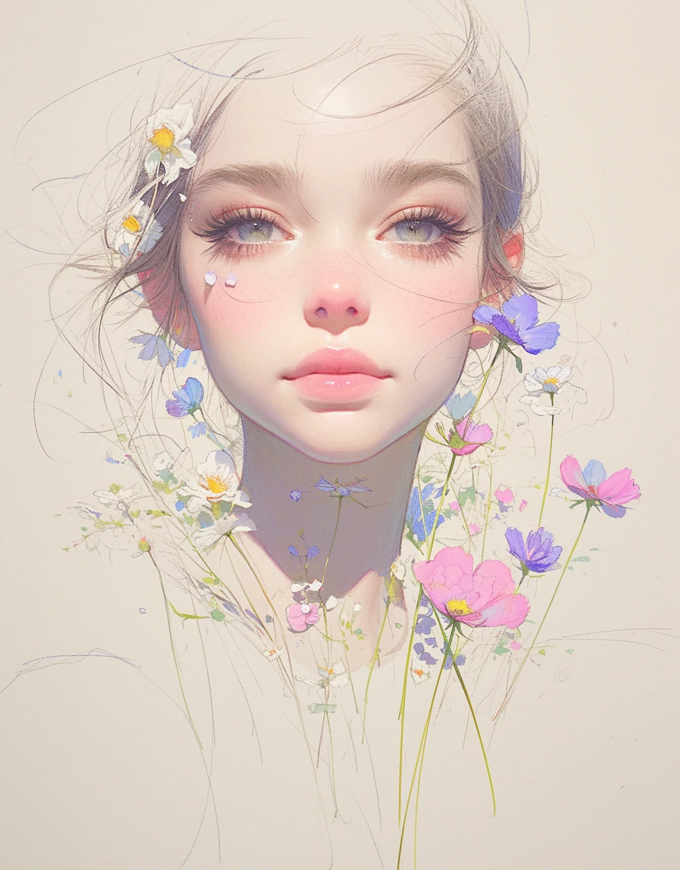 Girl Flowers Cottagecore Portrait