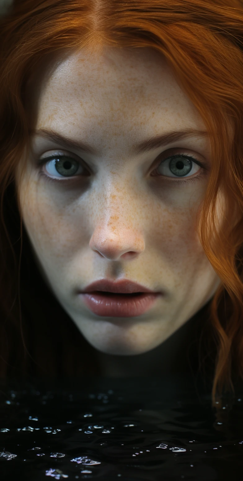 Woman Red Hair Water Drop