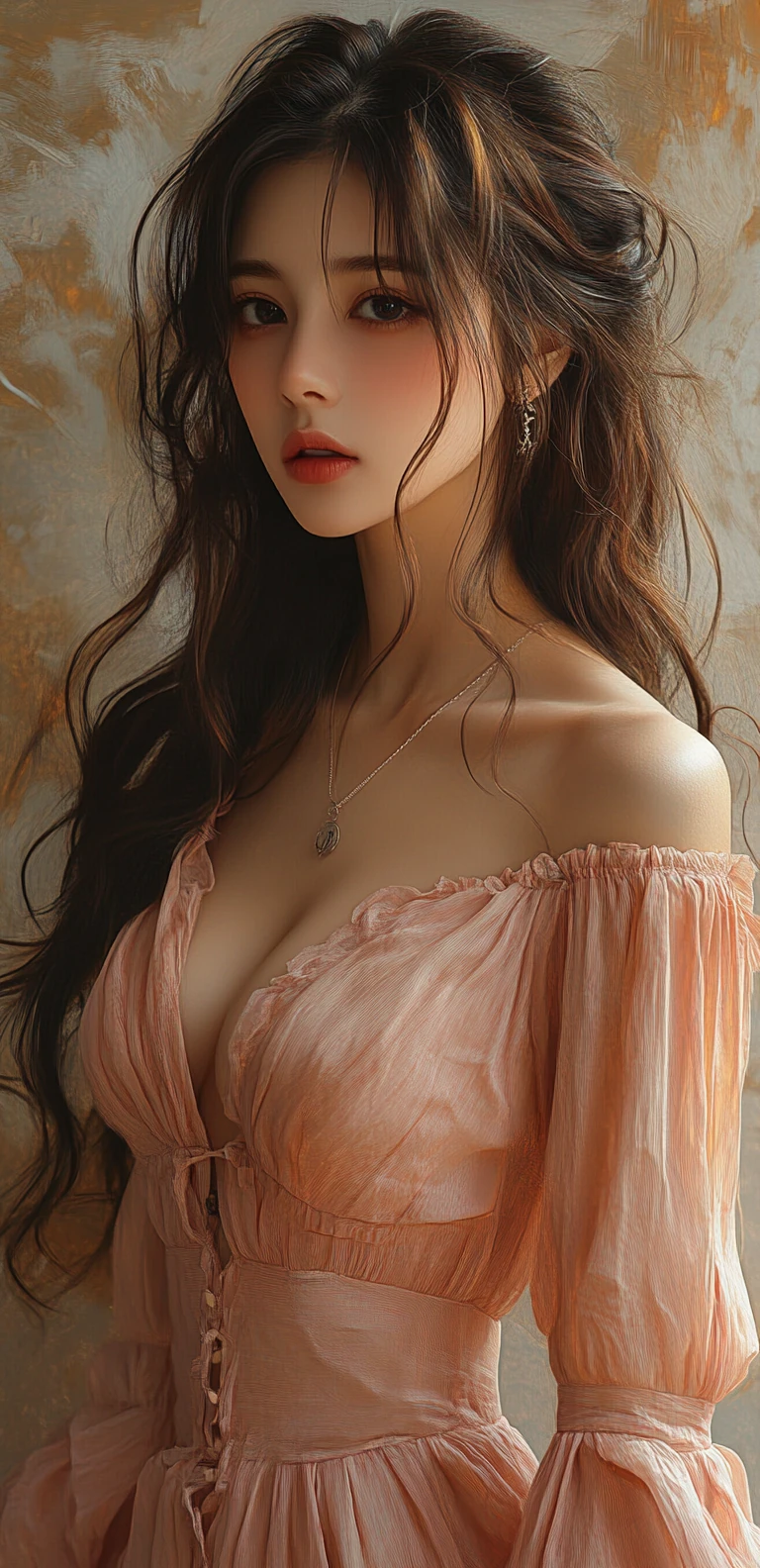 Girl Pink Blouse Romantic