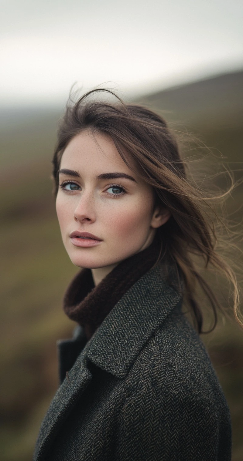 Woman Field Scottish Landscape