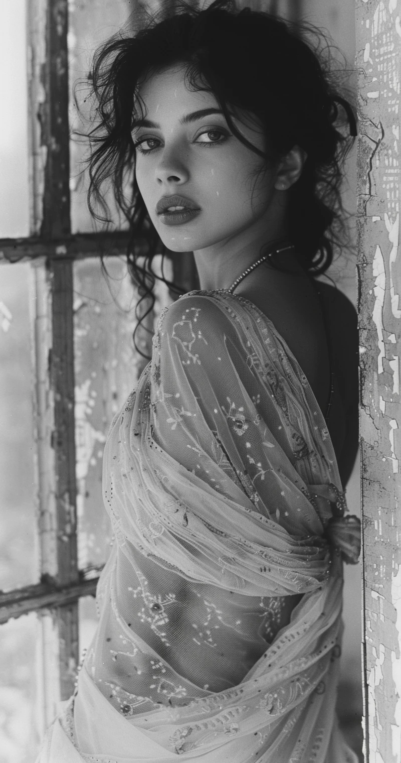 Woman White Saree Indian