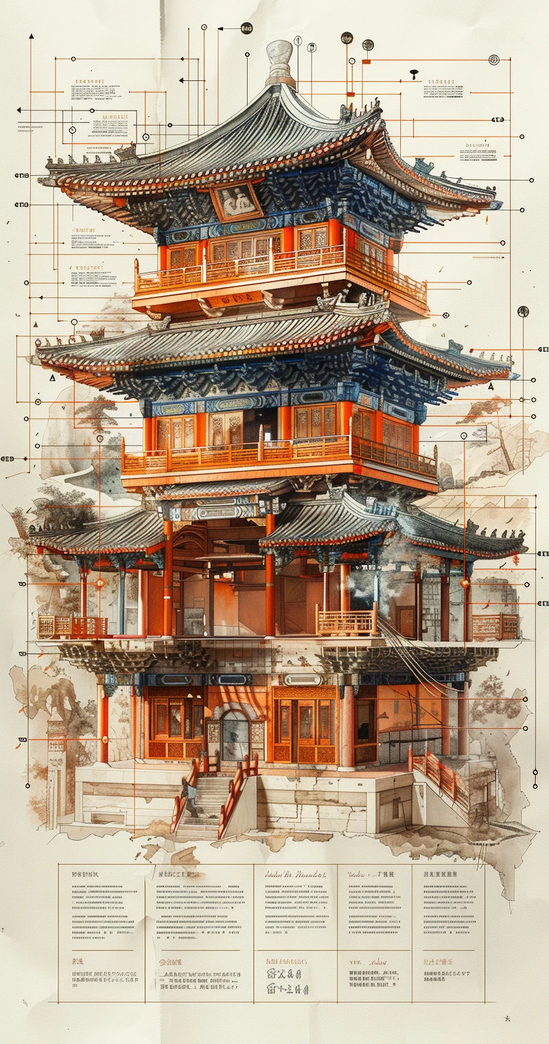 Chinese Tower Architecture Diagram