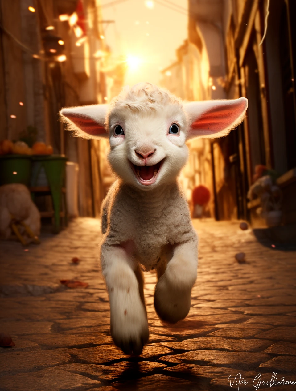 Baby Lamb Running Laughing