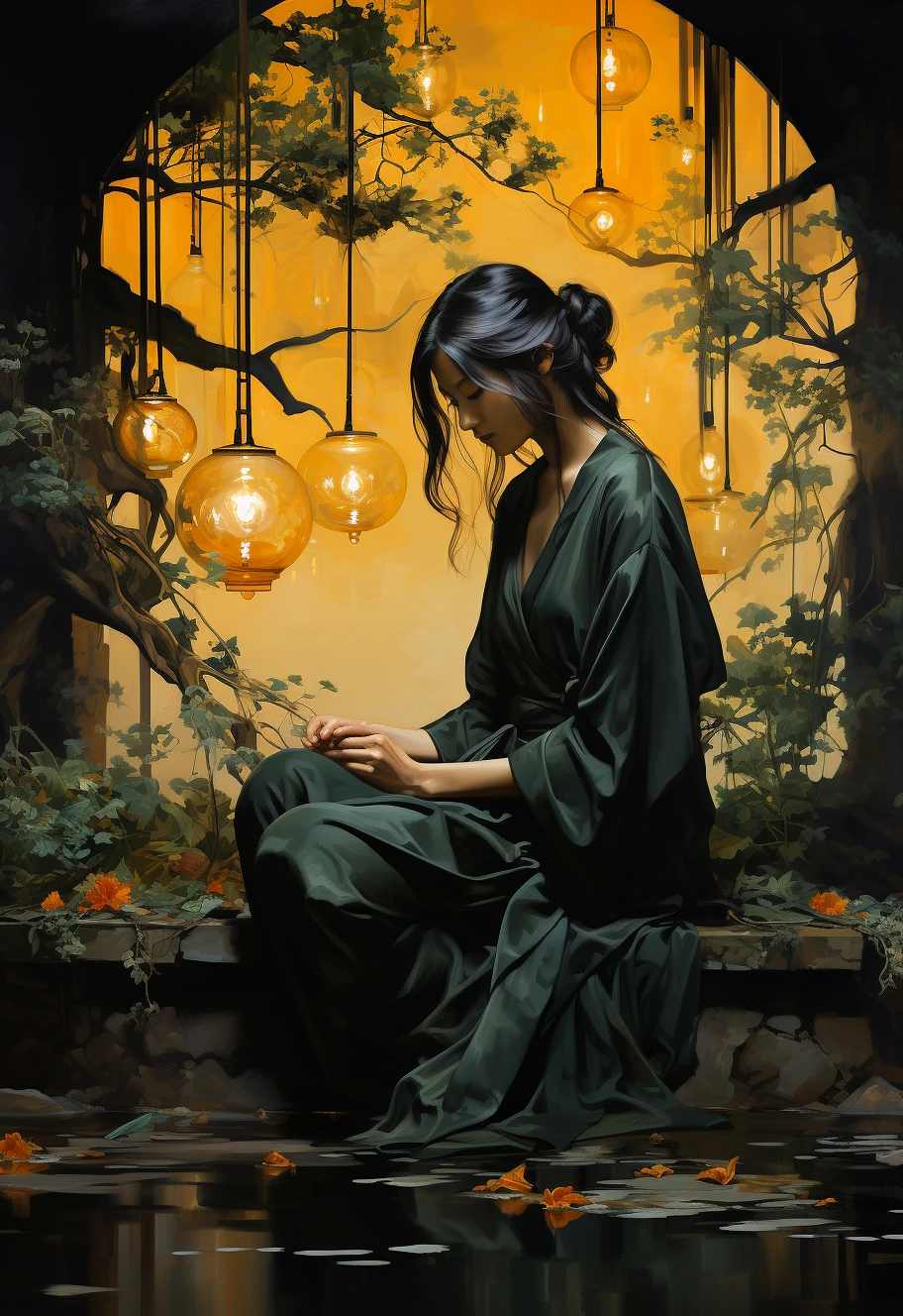 Digital Painting Japanese Golden
