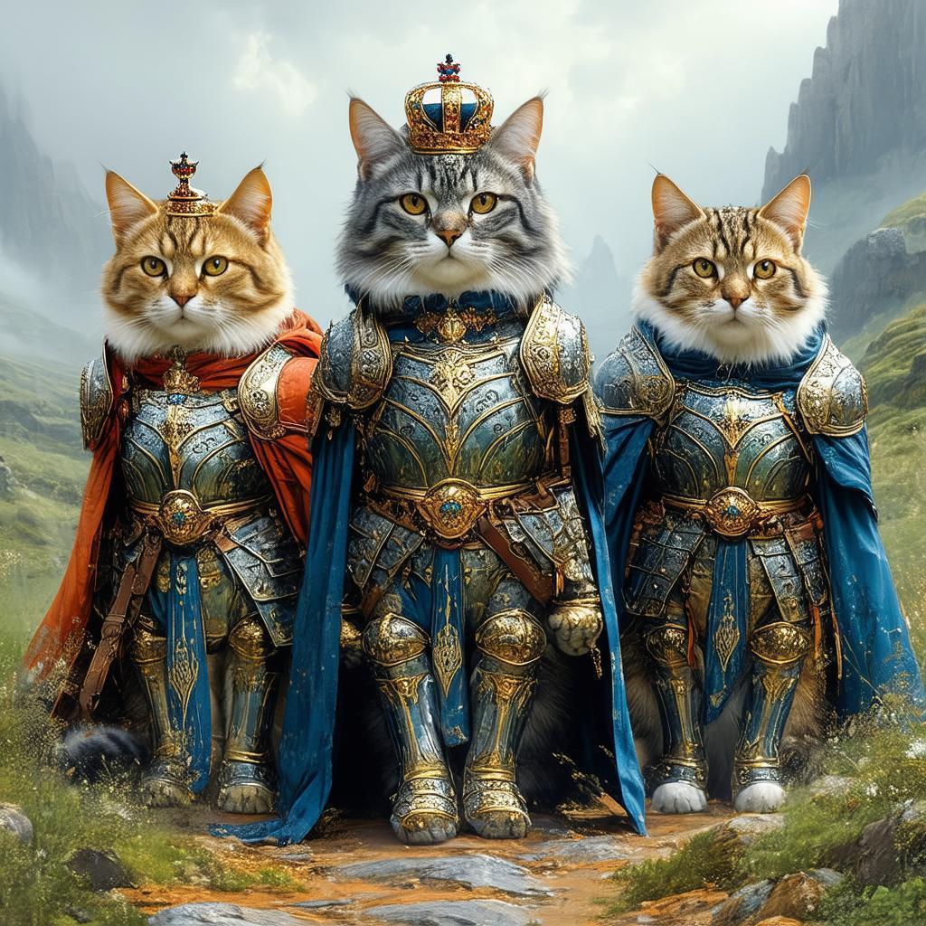 Armored Feline Warriors on a Mythical Quest