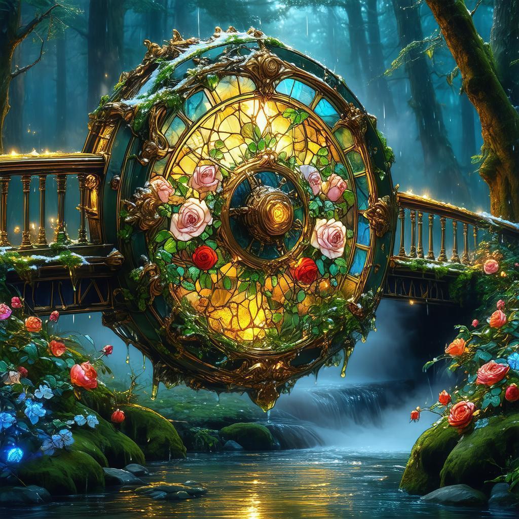 Secret Mechanical Device in a Rain Soaked Forest