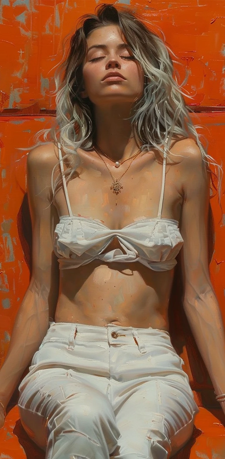 Woman Orange Chair Oil