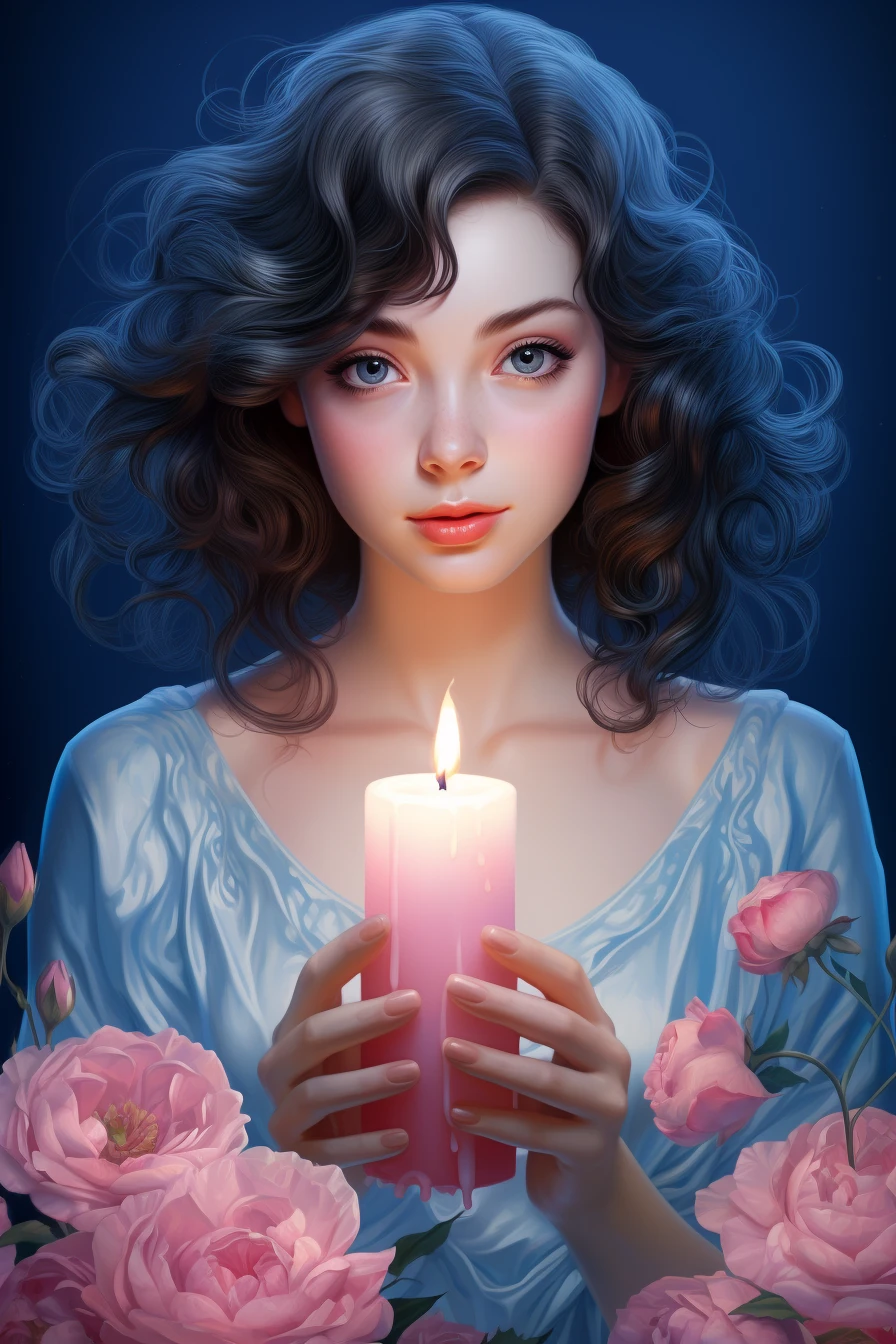 Young Lady Candle Flowers