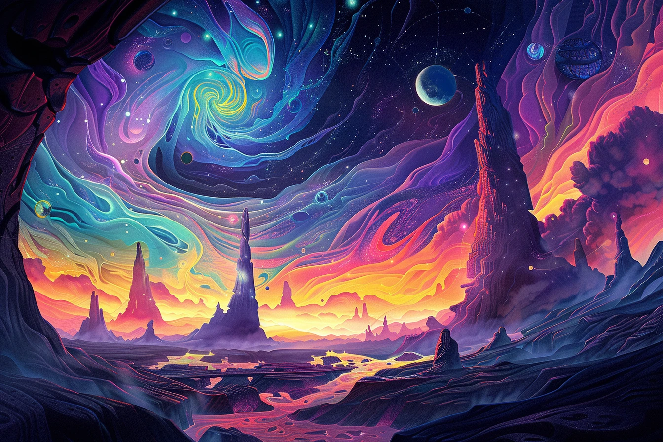 Sci-Fi Crystalline Landscape Abstract