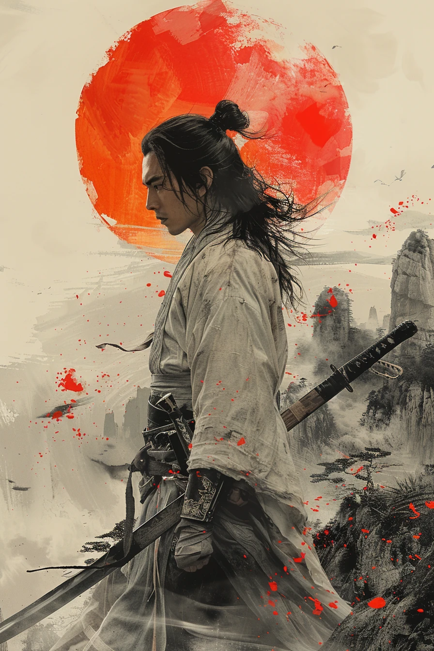 Asian Man Sword Anime Character